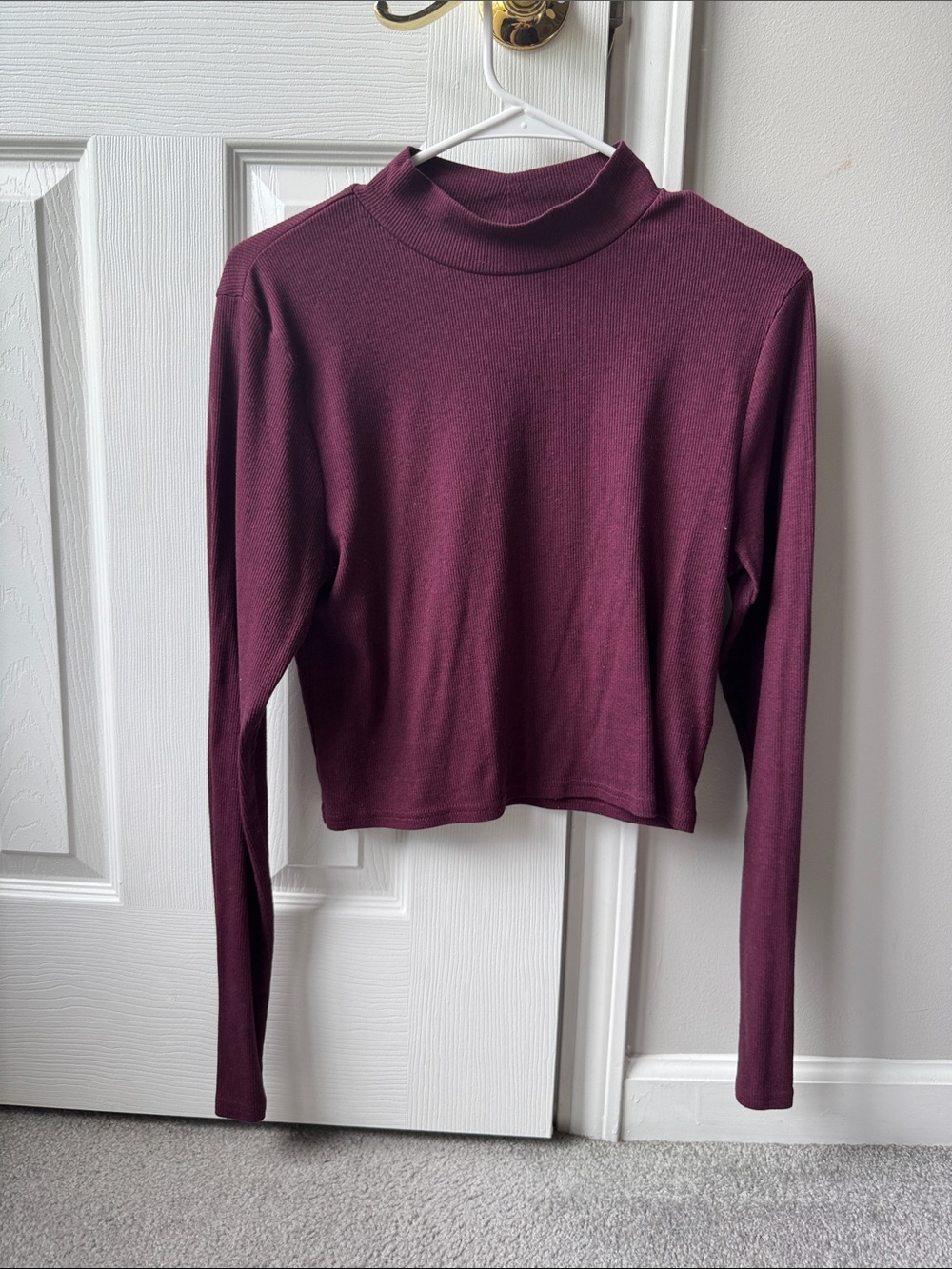 H&M Women's Long-Sleeve Mock Neck Crop Top